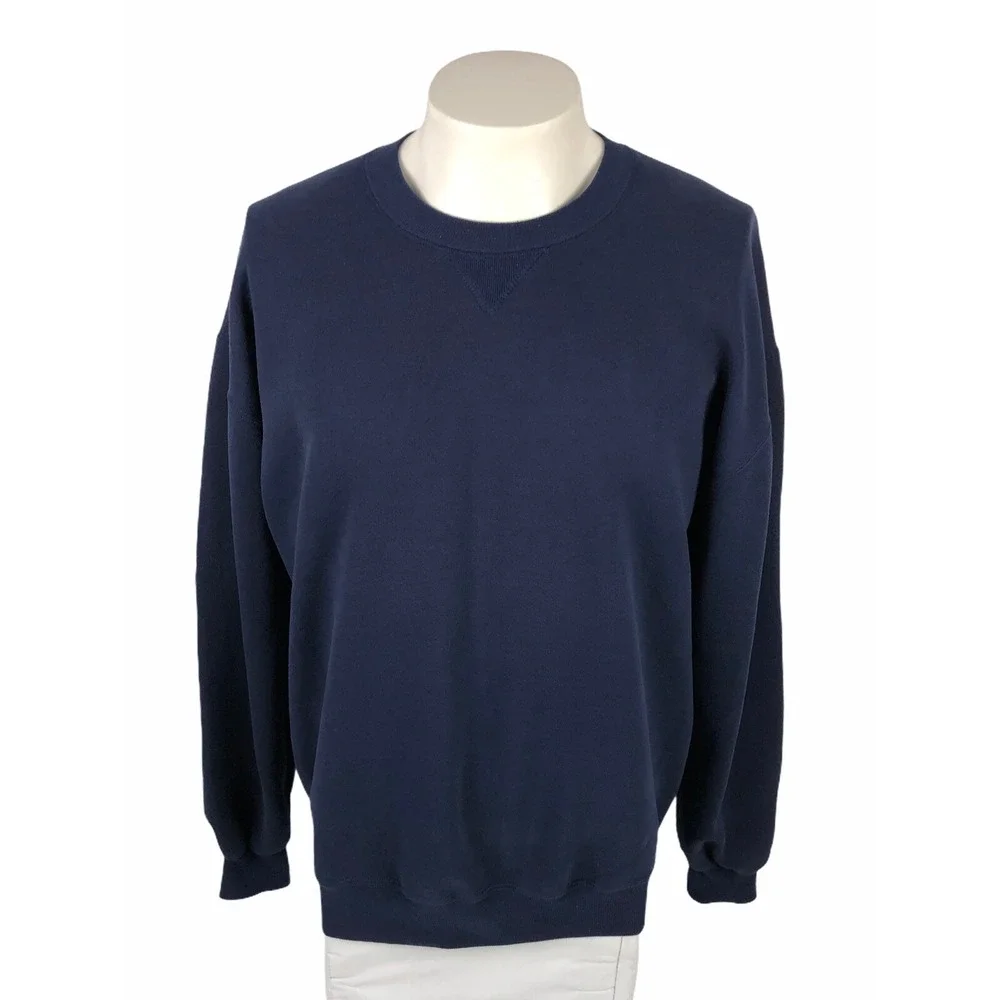 Russell Athletic Mens XL Blank Sweatshirt Crewneck Navy Blue Faded Vintage Gym